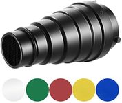 Neewer Medium Aluminium Alloy Conical Snoot Kit with Honeycomb Grid and 5 Pieces Color Gel Filters for Bowens Mount Studio Strobe Monolight Photography Flash Light