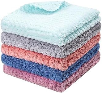 BEWDIO Microfiber Washcloth for Face, 5 Pack Highly Absorbent Cleaning Rags, Microfiber Cloth for Washing Dishes, Car, Window Clean Cloth(55-11)