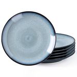 LERATIO Ceramic Dinner Plates Set of 6, 10.5 Inch Handmade Reactive Glaze Porcelain Plates, Coupe Shape Dinnerware Dishes Set for Kitchen,Oven& Microwave & Dishwasher Safe, Scratch Resistant-Gray Blue