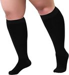 Yellow-Price 3XL Wide Calf Plus Size Compression 15-20 mmHg for Fatigue, Pain, Leg Swelling, Comfy Compression, Stretch to 24 Inches (Black, XXXL)