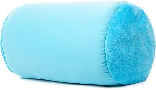 PILLOWY Microbead Bolster Neck Roll Pillow, Gently On Body, Head, Neck & Shoulders No Pain Rest, Relax Sleep - Silky Feel Prevent Wrinkles & Hair Breakage - Lightweight Cylinder, 14" x 8", Aqua Green