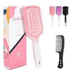 Hair Brush, Detangler Brush with Ultra-soft Bristles Detangling Wet/Dry Hair for Men Women Kids Hair, Glide Through Tangles with Ease, Pink