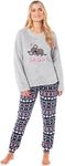 KATE MORGAN Ladies Soft, Comfy & Warm Pyjama Sets | Warm Fleece Pyjamas for Women Sets Pjs | Soft Twosie Pyjama Set for Ladies Gifts for Her Grey Koala L