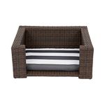 Teamson Pets Clotho Indoor Outdoor Rattan Cat or Small Dog Elevated Bed Lounger with Removeable Washable Cushion Brown ST-N10005-UK