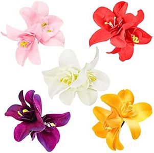 ANRONCH 5 Colors Artificial Flower Hair Clip, Flower Hairpin Hawaiian Plumeria Hairpin for Seaside Holiday, Bridal Hair Accessories Bobby Pins Headwear for Woman Girl Lady Kids