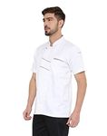 Associated Uniforms Designer Half sleeve Chef Coat (Chef Jacket - Smart Fit) (S-36, WHITE/GREY)