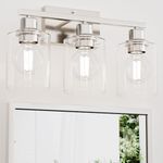 Dekang 3-Light Bathroom Vanity Light Fixtures Over Mirror, Modern Anti-Rust Silve Wall Sconces for Bedroom