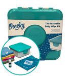 Cheeky Wipes Reusable Mini Baby Wipe Kit - 25 Washable Rainbow Cotton Terry Wipes, 15x15cm, for Nappy Users, Fresh Soaking Box, Fresh Waterproof Travel Bag, Fresh Essential Oil Soaking Solution 10ml