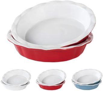Eidoct 9 Inch Pie Dish Ceramic, 23cm Pie Pans for Baking, Crinkle Rim Pie Dish for The Oven, Pie, Tart & Quiche Pans for Cooking, Baking, and Fruit Pies, Set of 2, (Red)