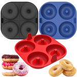 Webake Silicone Air Fryer Donut Pan for Baking, 4-Cavity Donut Pans Nonstick Donut Mold, BPA-Free, Dishwasher Safe, Set of 3