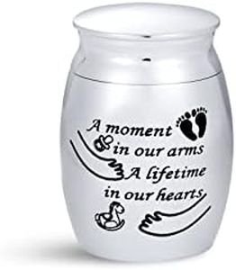 SBI Jewelry My Baby Girl Boy Small Cremation Urns for Baby Ashes for Daughter Son Granddaughter Grandson Mother Father Grandma Grandpa Keepsake Funeral Memorial Gift 1.6/'', Silver (MiniURN_HM_12)