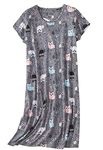 CHUNG Women Cotton Nightgown Casual Print Sleep Dress S-XL Shirt Tee Short Sleeve Sleepwear,88-Happyowl,2XL