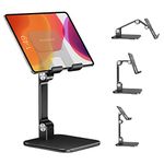 elitehood Aluminum iPad Stand for Desk [Ultra-Stable & Sturdy], Height Adjustable Tablet Stand, Portable Stand Holder Dock for Home Office, Compatible with iPad Pro 12.9, iPad Air Mini 6 5 4 3, Black