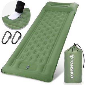 TOMSHOO Esterilla Camping Autoinflable, Colchon Hinchable con Bomba de Pie y Almohada, Colchoneta Camping Ultraligera con 2 Mosquetón, Colchones Inflable para Camping, Tienda, Senderismo, Viajes