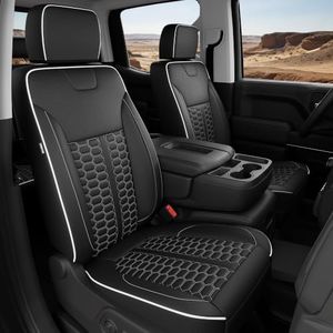 RIDEPOSH Custom Leather Seat Covers for Silverado/Sierra 1500 2019-2026 | Only Crew Cab, Fits 2500/3500HD 2020-2026, Protective, Scratch-resistant, Easy-clean