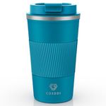 CS COSDDI Travel Mugs, Insulated Coffee Cup with Leakproof Lid - Reusable Coffee Cups Travel - Car Coffee Cup - Stainless Steel Coffee Mug for Hot and Cold Coffee Water and Tea (Blue-A, 510 ml)