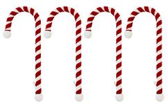 Candy Cane Stocking Holder, (VELVET Material version) 4-Pack, Classic Red & White