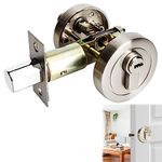 Zinc Alloy Single Cylinder Deadbolt: YOYIAG Round Deadbolt Lock with 3 Keys for 30-60 mm Doors, Modern Door Locks for Front Door, Entrance Door, Passage Door(Silver)