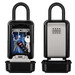 TEUEN Key Lock Box Outdoor with Removable Shackle, Waterproof Key Safe Padlock Storage Hangable Lockbox with 4 Digit Combination for keys - For Home Airbnb School Garage