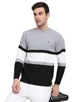 eWools winterwear Men's Woolen Striped Cardigan Sweaters (Grey, 2XL)