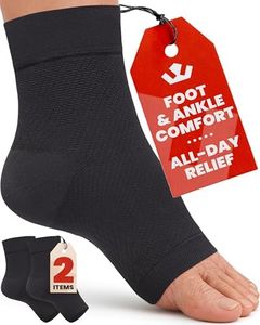KEMFORD Ankle Compression Sleeve - Plantar Fasciitis Braces - Open Toe Compression Socks for Swelling, Sprain, Neuropathy, Foot Arch Support for Men and Women - 20-30mmhg, M, Black