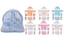 Toddylon Baby Bed New Born Baby Bedding Set | Baby Clothing Set | Combo | Mattress with Net | Jhabla Set | Gift Packs | Essentials | Infants | Baby Girls Boys (Multicolor, 0-6 Months)