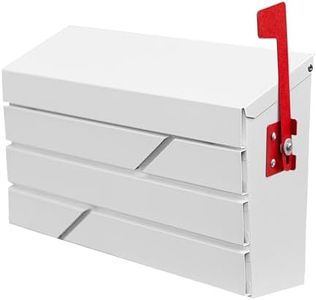 YOOBOX Wall Mount Mailbox for House Outside, Large Capacity Mailbox with Flag Drop Box, Galvanized Steel and Rust-Proof Metal Post Box, 15.74"x9.84"x4.33", White, MD065