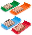 Rolled Coin Storage Organizer, Coin Wrappers Storage Coin Tray Set | Stackable for Optimal Storage | Color Coded Trays | Quarters, Dimes, Nickles, Pennies - 4 Pack