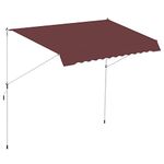 Outsunny 10x5ft Manual Retractable Awning, Patio Sun Shade Canopy Shelter with 5.6-9.2ft Support Pole, Water Resistant UV Protector, for Window, Door, Porch, Deck, Wine Red