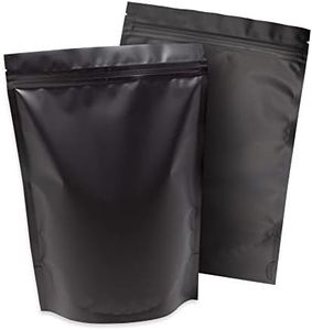 100 Large Smell Proof Bags 6.3x8.6 Inches Matte Black Mylar Bags Stand Up Bags by Space Seal Odorless Smell Proof Bag Matte Black