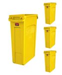 Rubbermaid Commercial Products 1956188 Slim Jim Trash/Garbage Can with Venting Channels, 23 Gallon, Yellow (Pack of 4)