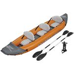 Bestway Hydroforce Lite Rapid Kayak, 3 Person Inflatable Kayak Set, Sit On Kayak with Seats, Backrest, 2 Paddles and Hand Pump, Orange, One Size, 65132