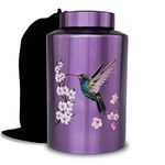 Large Cremation Urns for Adult Male Female Ashes, Up to 220 lbs Decorative Urn for Human Remains with Velvet Bag(Hummingbird)