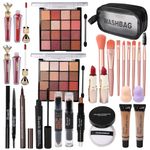 Makeup Kit All-in-one Makeup Gift Set for Women Full Kit,including travel makeup bag, makeup brush set, eyeshadow palette, lip gloss, foundation, highlighter, mascara, eyeliner, eyebrow pencil