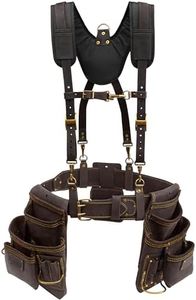 OX Tools Pro Full Four Piece Framing Rig with Padded Suspenders, Belt, Pouches, Hammer Holsters and Knife Pocket, Top Grain Oil Tanned Leather (OX-P263609)