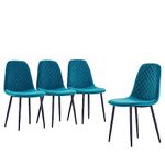 AINPECCA Set of 4 Dining Chairs Velvet Fabric Thickened Cushion Backrest with Metal Legs Living Room Lounge Home (Dark Teal, 4)