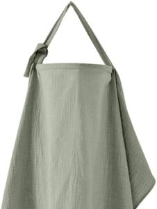 Muslin Nursing Cover Breastfeeding Privacy Blanket Shield Soft Breathable Cotton Gauze Apron with Arch Hoop for Baby and Mom Car Seat Stroller Cover (Sage)