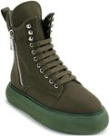 DKNY Women's Essential High Top Slip on Wedge Sneaker, Army Green, 7.5 US