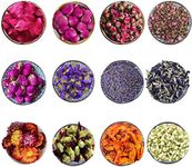 CoolCrafts 12 Pack Dried Flowers for Soap Making Dry Flowers Candle Making Resin Art, Rose Petals, Lavender, Jasmine