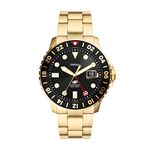 Fossil Men's Fossil Blue GMT Stainless Steel Dual Time Watch, Color: Gold (Model: FS5990)