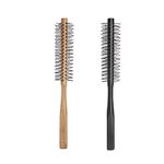 Round Hair Brush,2Pcs Round Hairbrush Nylon Rolling Comb Natural wood brush with glossy finish is ideal for thin hair bangs beardsfine hair straight hair curly hair styling for women and men