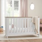 Tutti Bambini Verona Convertible Nursery Cot Bed | Converts to a Toddler Bed & Sofa with 3 Mattress Heights | 140x70cm Mattress Size | White/Oak