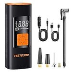 FESTDSOR Tire Inflator Portable Air Compressor, 150 PSI Fast Inflation USB Tire Pump with LCD Digital Pressure Gauge DC 12V Cordless Auto Air Pump for Car Tires, Motorcycle, Bike, Bicycle, Ball