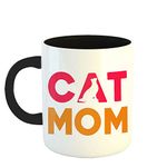 Happu - Mother's Day Tea/Coffee Printed Mug, Mothers Day Quotes - Cat Picture Mom, Happy Mothers Day, Gifts for Dadi, Nani, Aunty, Chachi, Mothers Day Gifts from Daughter, Son, 325ML, 4298-BK