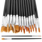 Prasacco 30 Pieces Paint Brushes Set, Small Paint Brushes Flat and Round Pointed Paint Brushes Set Nylon Hair Brushes Acrylic Paint Brushes Kids Paint Brushes for Acrylic Oil Watercolor Painting