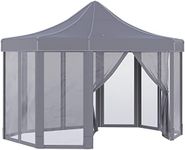 Outsunny 13' x 10' Pop Up Gazebo, Octagon Canopy Tent with Zippered Mesh Sidewalls, Weight Bags, Height Adjustable and Carrying Bag, Event Tent for Patio Garden Backyard, Grey