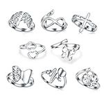 8 Pack Stainless Rings Set for Wome