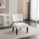 Roundhill Furniture Movile Tufted Accent Chair with Oversized Seating, White