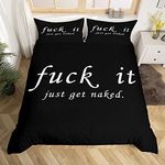 Funny Quotes Bedding Set Get Naked Comforter Cover for Couple Lover Men Women Romantic Duvet Cover Black and White Creative Words Bedding & Linen 3Pcs With 2 Pillow Case King Size