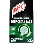 Harpic Power Plus Deep Cleaning Toilet Tablets, Mountain Pine, 6 Tablets, Deep Clean Without Scrubbing, Removes 100% Limescale, Toilet Cleaner